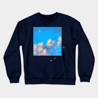 Moon Clouds Escaped Stars Crewneck Sweatshirt